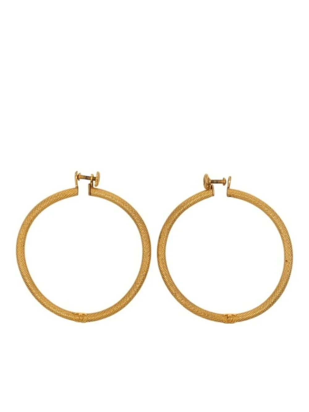 Chanel 96A CC Logo Vintage Earrings Gold Plated